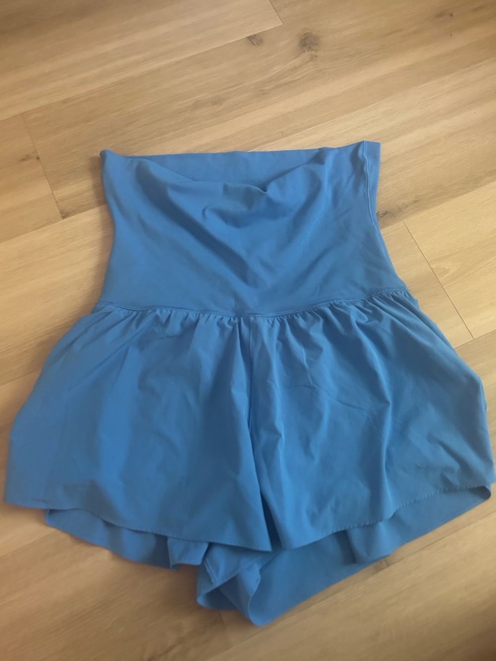 Blue Strapless Romper with Skirted Shorts